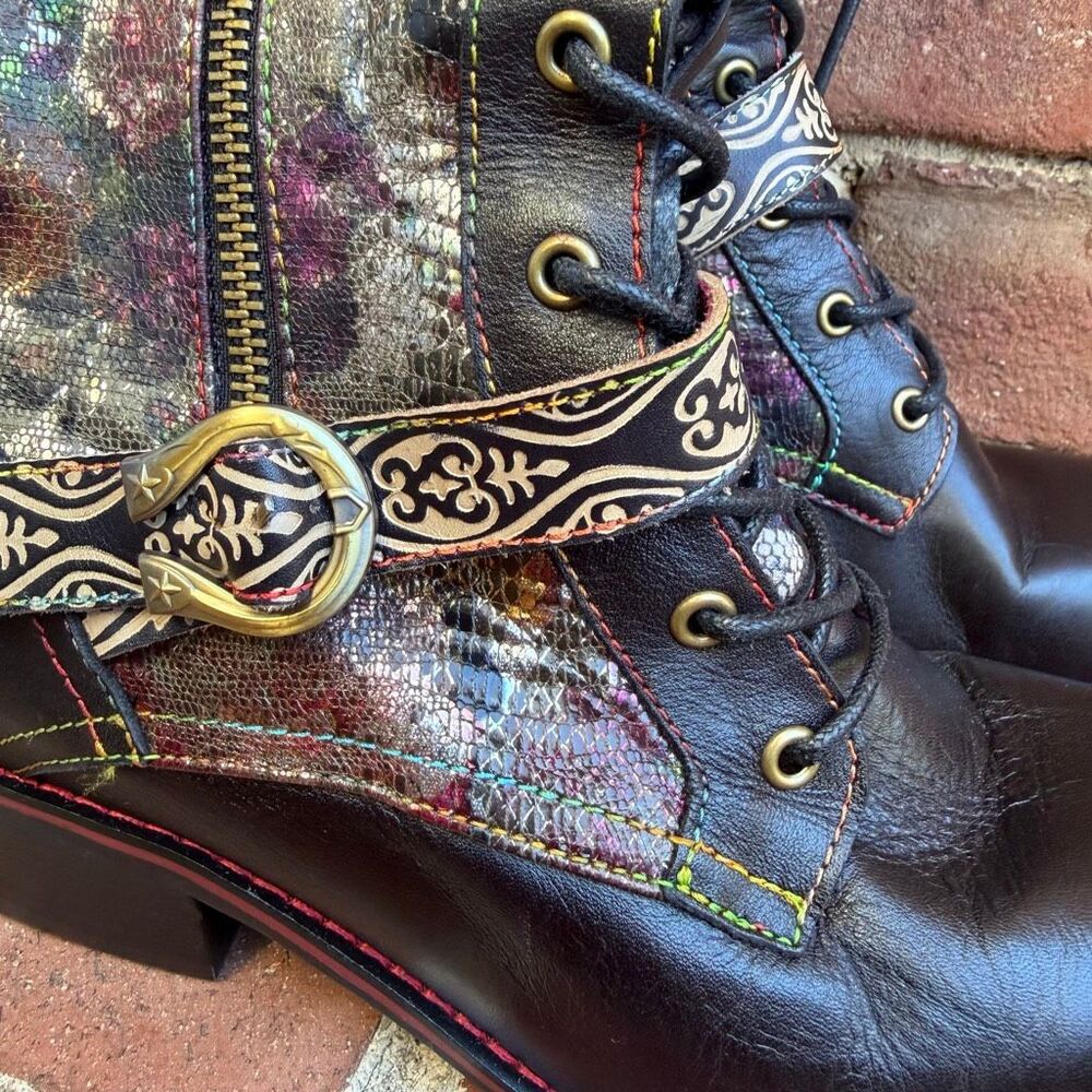 L'Artiste Vaneyck Western Cowgirl Boots Metallic Floral Boho Womens 39 NEW - Picture 11 of 16